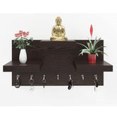 ONIJA Wall Mounted Home Decor Key Chain Holder Organizer Key Hooks with Wall Shelf Display Rack Engineered Wood-Model-Drew, 7 Hooks, Wenge Color